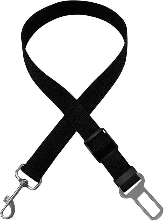 Adjustable Length Pet Car Seat Belt for Dogs, Cats, and Other Pets (Black)