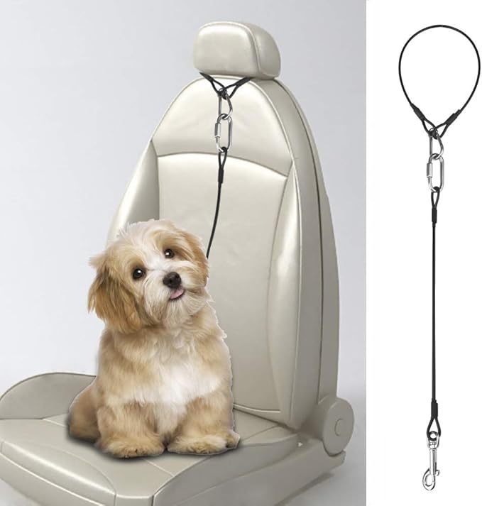 Dog Car Seat Belt Restraint, Sonku 2 Pack Proof Steel Cable Safety Vehicle Belt Fit for Small, Medium, Large, and X-Large Dogs