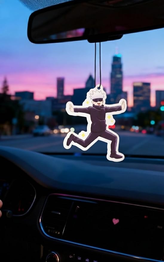 PumpCar 2 pieces Cute Gojo Satoru double-sided hanging Japanese anime cherry-scented car air freshener Cool anime hanging for rearview mirror Car Interior Accessories Gifts