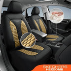 Skechers Memory Foam™ Car Seat Covers, Hexcomb Breathable Thick Seat Covers Two Front Seat Covers, Airbag Compatible, Automotive Comfort & Protection for Most Cars,Van,Trucks, SUVs (Beige,Two Front)