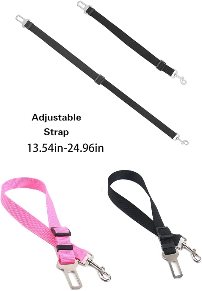 Dog Seat Belts 2 Pack Dog Car Seat Belts Adjustable Seat Belt for Car, Dog Seatbelt, Seat Belt for Dogs in Car Pet Seat Belts for Dogs, Cats and Pets(Black Pink)