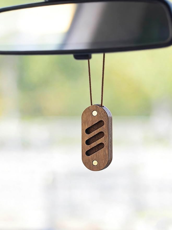 2pcs Car Air Freshener Hanging【Custom Your Own Scent】 Wood Air Freshener Car Scent Essential Oil Diffuser for Home Office Wardrobe Portable Aromatherapy Diffuser(A-Brown2pcs)