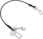 Mogoko Chew Proof Dog Car Seatbelt Safety Restraint Pet No-Chew Tether Cable Stainless Steel Dog Leash Puppy Vehicle Seat Belt Strap with Double Clip and Latch Attachment (S Size,24 inch)