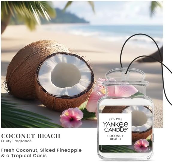 Yankee Candle Car Jar Ultimate, Coconut Beach, 0.96 OZ (Pack of 4)
