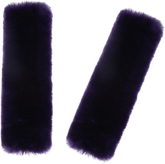 Soft & Cozy Australian Sheepskin Car Seat Belt Covers,2 Pack Fluffy Seatbelt Pads, Genunie Sheepskin Fur Shoulder Straps Cushions for Adults Kids Women and Men (DarkOrchid)