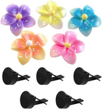 5pcs Car Air Vent Clip Decoration,Colourful Plumeria Car Air-Conditioning Outlet Clip Charm,Yellow Blue Pink Flower Auto Interior Accessory, Air Freshener Decor Gift for SUV,Truck,Bus