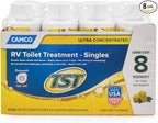 Camco TST MAX RV Toilet Treatment - Formaldehyde Free - Breaks Down Waste And Tissue - Septic Tank Safe - Treats up to 8-40 Gallon Holding Tanks -Lemon Scent, (8) 4 oz Bottles (41571)