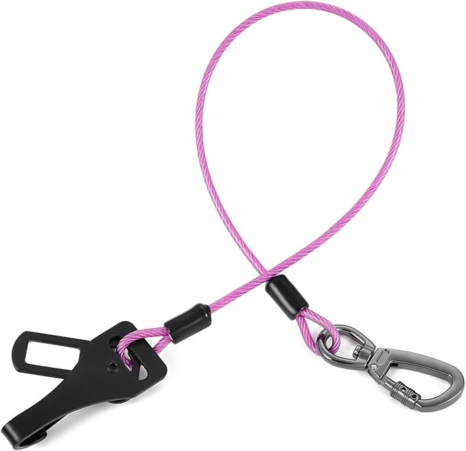 3-in-1 Dog Car Seat Belt Harness - Chew-Proof Steel Cable Seatbelt with Heavy-Duty Buckle & Clip - High Tensile Strength Car Safety Restraint for Small, Medium, Large Dogs (Purple, 16 inch/40 CM)