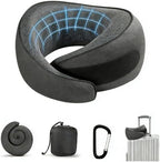 SZXYX Travel Pillows for Airplanes, 100% Pure Memory Foam Neck Pillow for Airplanes, Comfortable Breathable Cover, 360° Support Stowable Pillows for Sleeping, Car, Airport Travel Essentials Black