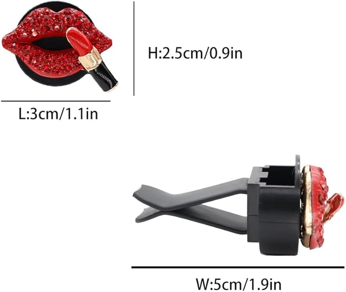 Pink Air Vent Clips Car Air freshener 4pcs Dazzling Lips Lipstick Bling Car Interior Decorations Accessories for Women Teens Girly Refillable Diffusers