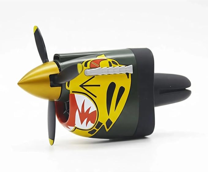 P-40 Fighter Plane Car Air Freshener - Spinning Propeller Dashboard Ornament with Ocean Scent, Aviation Vent Clip Decoration Gift for Men