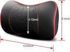 Car Leather Neck Pillows, Neck Rest Cushions,100% Memory Foam Cervical Support, Comfortable Travel car Seats and Home Office Soft Pillows, Black a Set (2 pcs)