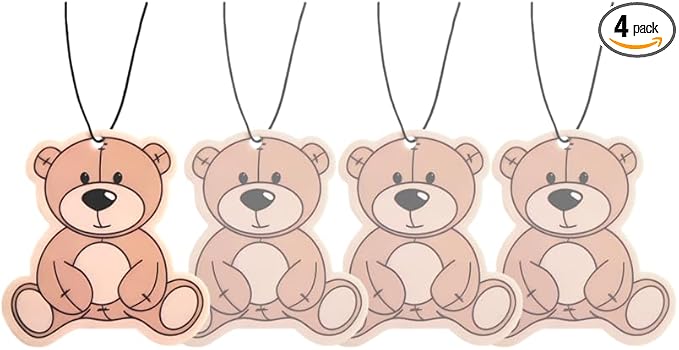 Fresh Fresheners Cute Funny Car Air Fresheners 4 Pack Scented With Premium Oils (Teddy Bear)