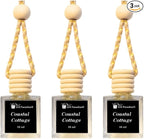 Gift Paradise® Coastal Cottage Hanging Car Air Freshener Set of 3 (10 ml Each) – Long-Lasting Fresh & Clean Ocean-Inspired Fragrance Diffuser for Car, Home & Office | Velvet Gift Bag Included