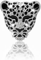 Bling Rhinestone Leopard Head Car Air Freshener Vent Clip, Sparkly Cheetah Print Auto Decoration, Refillable Essential Oil Diffuser, Cute Car Accessories for Women