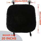 OGLAND 20 inchs Fluffy Genuine Australia Sheepskin Car Seat Cover for Auto Interior Accessories with Soft Fuzzy Wool Natural Fur Non-Slip (Black, Front 20 * 20inchs)