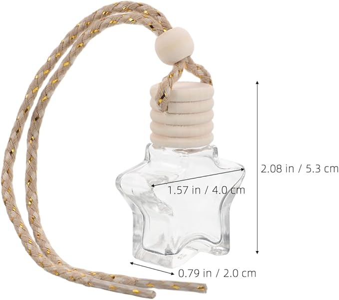 2pcs Sophisticated Star Bottle Car Hanging Perfume Refillable Empty Glass Diffuser Wedding Car Freshener Aromatherapy Glass Container