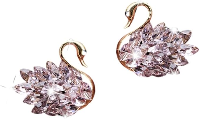 Katutude 2 Pcs Crystal Swan Car Air Vent Clips with Rose Scent, Pink