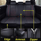 Aierxuan Rear Car Seat Covers Universal Fit for Honda Civic Accord Crv, Toyota Camry Prius Rav4 Corolla, Kia, Lexus, Nissan, Mazda, Jeep Cherokee and Most Cars, with Waterproof Leather (Black and Red)