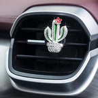 3 Pcs Bling Cactus Air Vent Perfume Clips, Rhinestone Artificial Plant Succulents Car Air Fresheners Aromatherapy Clips, Car Interior Decoration Accessories, Gift for Men Women