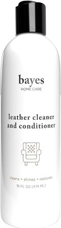 Bayes Premium High Performance Leather Upholstery Cleaner and Conditioner - 16 oz - Prevents Drying, Cracking or Fading of Leather Couches, Car Seats, Shoes, Purses