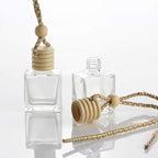 10 Packs Car Hanging Diffuser Empty Glass Perfume Bottles Air Freshener Diffuser Bottle Pendant Oil Fragrance Aromatherapy Bottle Ornament Decor (square)