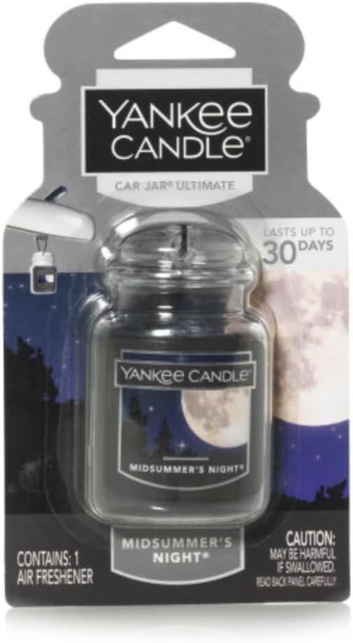 Yankee Candle Car Air Fresheners, Hanging Car Jar Ultimate, Neutralizes Odors Up To 30 Days, Midsummer's Night, 0.96 OZ (Pack of 4)