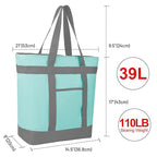 CIVJET 2Pk Insulated Reusable Tote Bag for Grocery Shopping for Women/Men, Pizza/Food Delivery Bag to Keep Food Cold/Hot for Professional Catering, Cooler bags for Travel/Beach/Picnic, Green