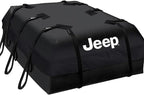 SR1 Performance USA Waterproof Rooftop Cargo Bag – Car Roof Carrier for Cars/SUVs with/Without Rack, Includes Non-Slip Mat, Heavy-Duty Straps, Lock for Secure Travel Storage (15 Cubic Feet, Jeep Logo)