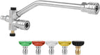 Dual Connector Lance, Dual Lance Pressure Washer Wand for Foam Cannon with 5 Pressure Washer Sprayer Nozzles, 1/4" Quick Connect