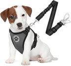 SlowTon Dog Seat Belt Harness for Car, Dog Car Harness Adjustable Mesh Breathable & Dog Seatbelt Safety Tether with Elastic Bungee for Small Medium Large Pets(Grey, Double Clip, S)
