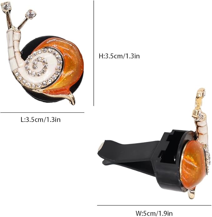 Snail Car Decor,2pcs Orange Snail Car Air Freshener Vent Clips,Cute Interior Accessories for Women Teens New Driver,Refillable Aesthetic Diffuser