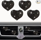 4Pc Black Heart Air Vent Clips,Car Air Fresheners Vents Clips Car Diffuser Diamond Interior Decor Charm Cute Accessories Air Fresheners Interior Accessories