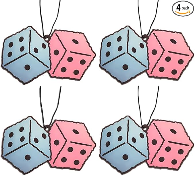 Fresh Fresheners Cute Funny Car Air Fresheners 4 Pack Scented With Premium Oil (Fuzzy Dice)