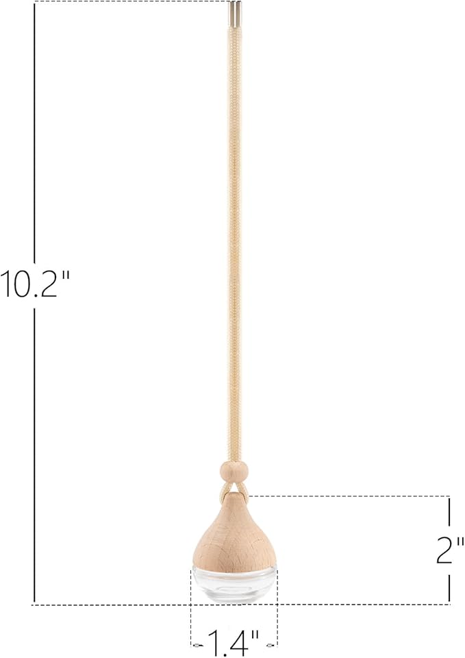 Refillable Car Air Freshener Hanging Diffuser, Empty Glass Bottle with Reed Sticks for Essential Oils, Car Scent Diffuser and Aromatherapy Pendant Decor for Women and Men, 2 Pack