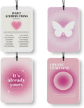 Cute Pink Butterfly Aura Car Air Freshener 4 Pcs, Funky Y2K Inspirational Daily Affirmations Air Freshener Hanging Decor for Cars Closet Drawer Books Accessories Gifts