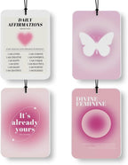 Cute Pink Butterfly Aura Car Air Freshener 4 Pcs, Funky Y2K Inspirational Daily Affirmations Air Freshener Hanging Decor for Cars Closet Drawer Books Accessories Gifts