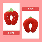 Travel Pillow for Kids, Cute Animal Neck Pillow Support U Shaped Cushion Plush Soft Rest Reading Pillows Sleeping Pillows for Airplane Train Car (Color:Strawberry)