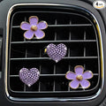 4PCS Car Air Vent Clips with Fragrance Pads, Cute Flower Car Air Fresheners Vents Clips Diamond Vent Clip Auto Interior Decor Charm Bling Auto Accessories Decoration for Women (Purple)