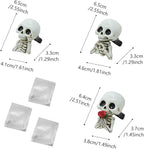 Set of 3 Halloween Skull Decor Cute Car Air Freshener Vent Clips, Resin Skeleton Holding Rose Car Diffuser Romantic Dashboard Decorations Auto Interior Accessories for Men Women