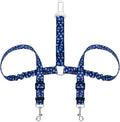 SlowTon Dog Seat Belt, Double Dog Seatbelt Adjustable Vehicle Safety Leash with Elastic Bungee Buffer, Reflective No Tangle Y Shape Two Dog Harness Seat Belt Splitter for Pets Car Trip (Blue Paws, M)