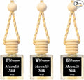 Moonlit Silk Car Freshener Set – Wooden Lid Hanging Air Freshener for Car Mirror, Multi-Use Home & Auto Fragrance Diffuser, 10 ml Bottles, 3 Pack – Soft Luxury Scent