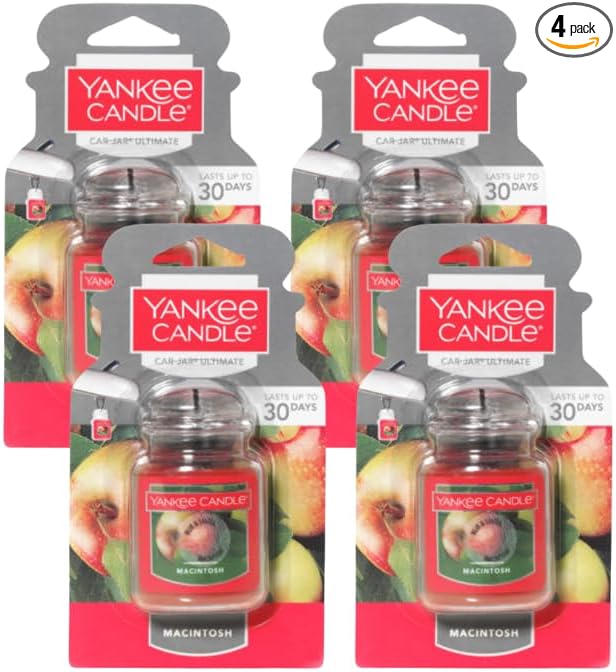 Yankee Candle Car Jar Ultimate, Macintosh, 0.96 OZ (Pack of 4)