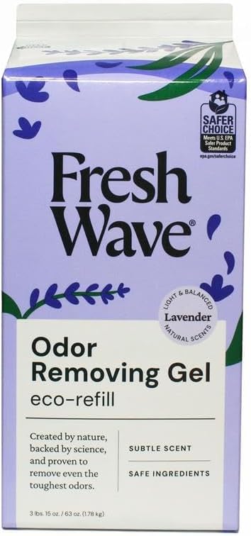 Fresh Wave Lavender Odor Removing Gel Refill, 63 oz. - Safer Odor Absorbers for Home, Natural Plant-Based Odor Eliminator, Every 15 oz. lasts 30-60 Days, For Cooking, Trash & Pets