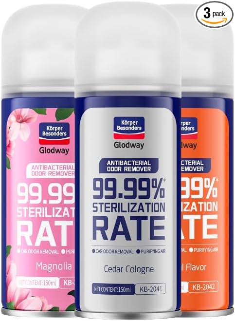 Glodway Car Air Freshener,Odor Eliminator Remover Spray For Car,Scents Freshener With Odour Eliminator Technology,Long-Lasting Scent,6 Ounce(Pack of 3)