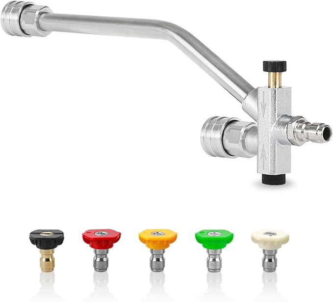 Dual Connector Pressure Washer Wand for Foam Cannon, Dual-Connector Lance with 5 Pressure Washer Nozzle Tips, 4000 PSI