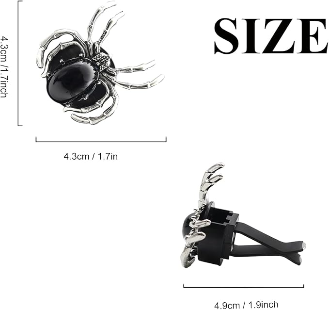 Spider Air Vent Clip,Gothic Car Air Freshener,Black Car Decor for Teens Women,Refillable Essential Oils and Perfume Diffuser