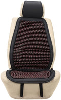 JSCARLIFE Tilia Wood Beaded Car Seat Cover - Breathable Ergonomic Driver Cushion for Cars/Trucks/SUVs | Hand-Knotted Beads, Lumbar Support & Cooling Tech (Red)