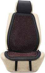 JSCARLIFE Tilia Wood Beaded Car Seat Cover - Breathable Ergonomic Driver Cushion for Cars/Trucks/SUVs | Hand-Knotted Beads, Lumbar Support & Cooling Tech (Red)