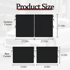 3PCS Car Window Shades Kit, Magnetic Light Blocking UV Protection Privacy Divider Curtains & Side Window Covers, Double Layer Automotive Sunshades Curtains, Universal for Vehicles